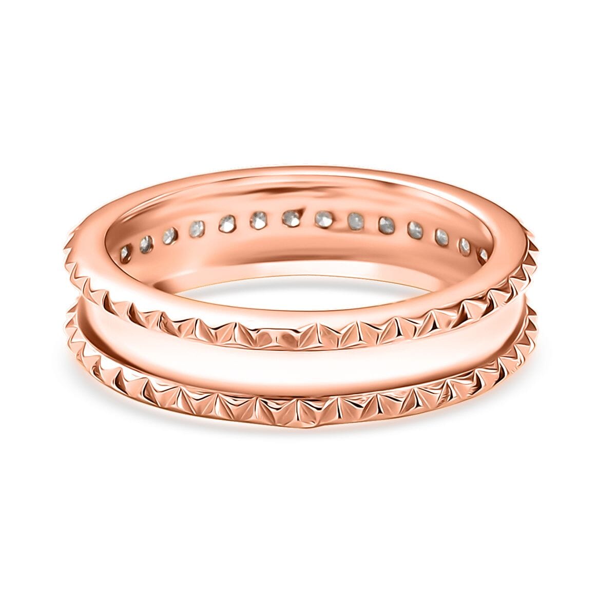 D'Joy Diamond Crown Edge Ring in 18K Vermeil Rose Gold Over Sterling Silver (Size 10.0) 0.15 ctw image number 4