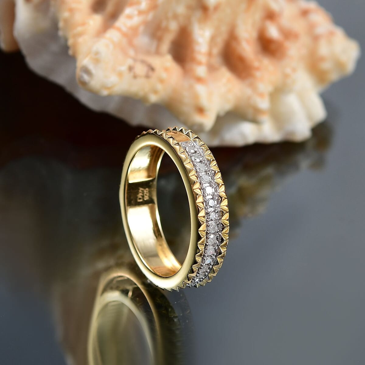 D'Joy White Diamond  Ring in 18K YG VermeilSterling Silver 0.15 ctw image number 1