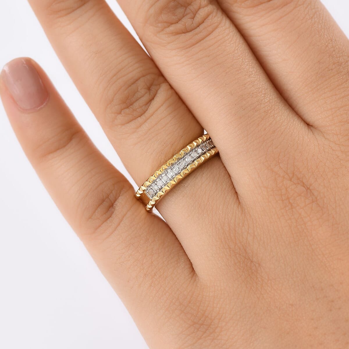 D'Joy White Diamond  Ring in 18K YG VermeilSterling Silver 0.15 ctw image number 2
