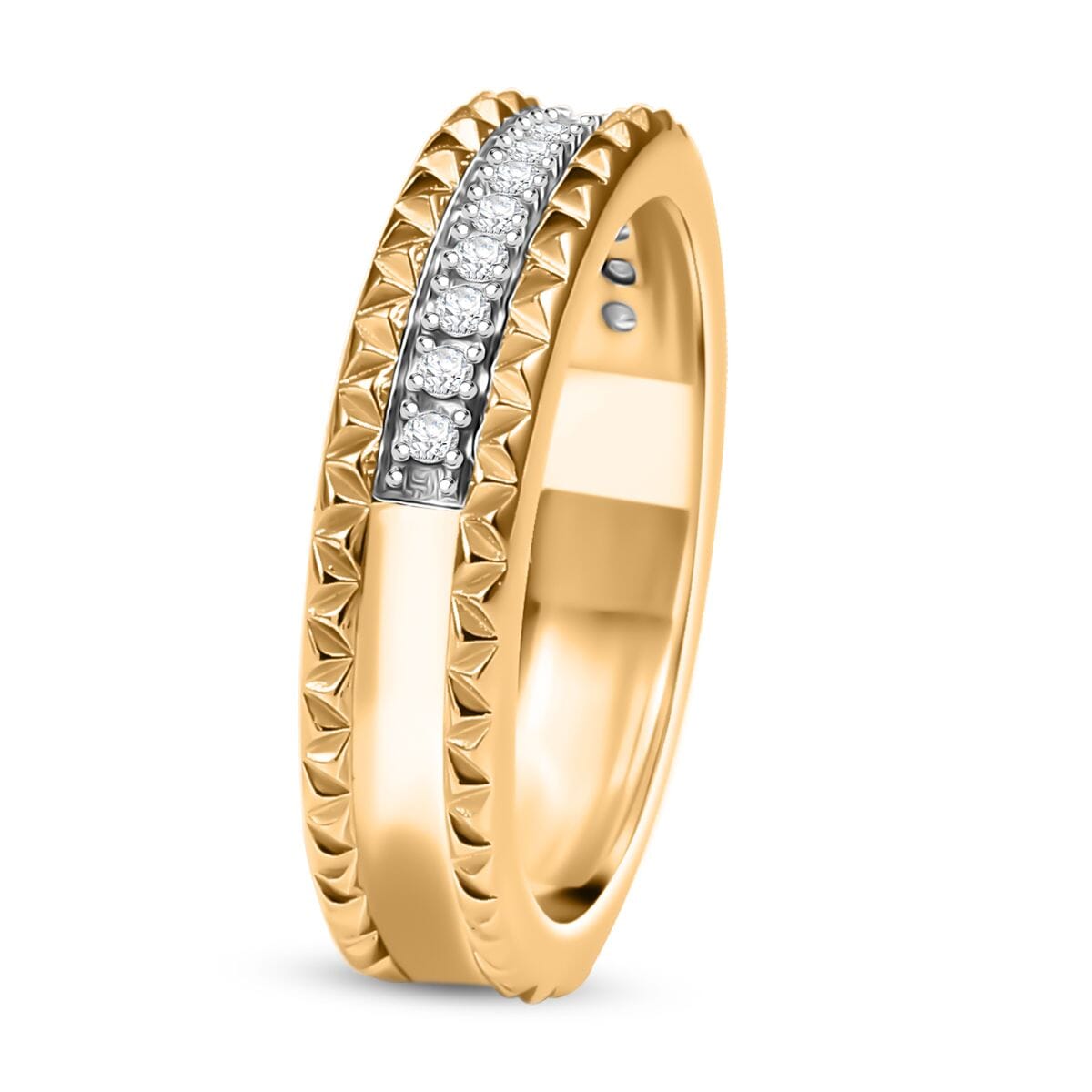 D'Joy White Diamond  Ring in 18K YG VermeilSterling Silver 0.15 ctw image number 3