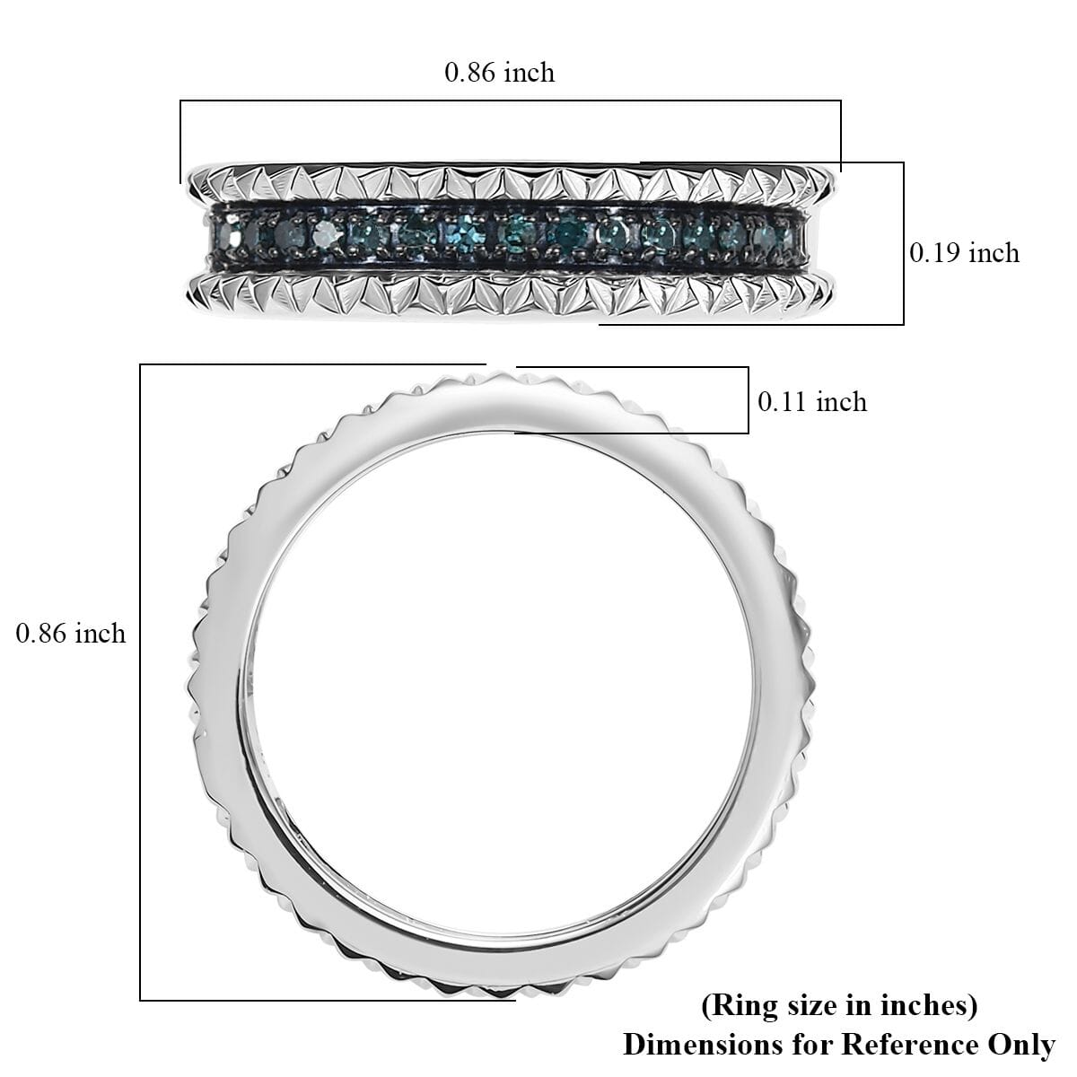 D'Joy Blue Diamond (IR) Ring in Rhodium Over Sterling Silver (Size 10.0) 0.15 ctw image number 5