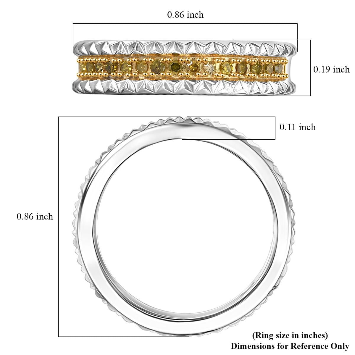 D'Joy Natural Yellow Diamond Ring in Rhodium Over Sterling Silver (Size 8.0) 0.15 ctw image number 5
