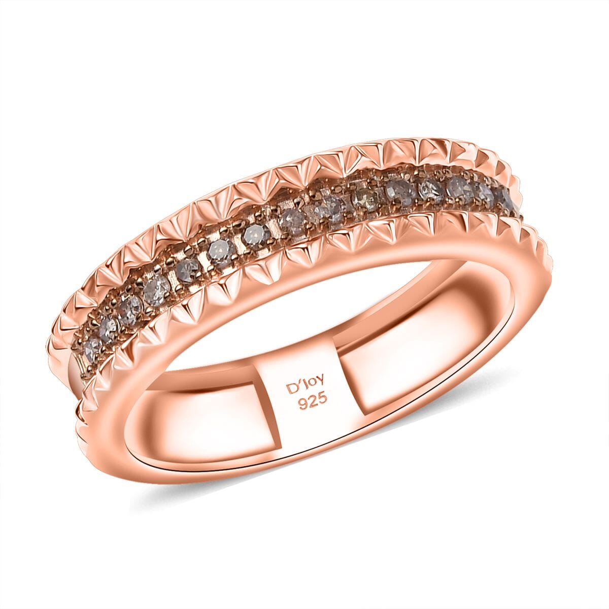 D'Joy Natural Champagne Diamond Ring in 18K Vermeil RG Over Sterling Silver (Size 9.0) 0.15 ctw image number 0