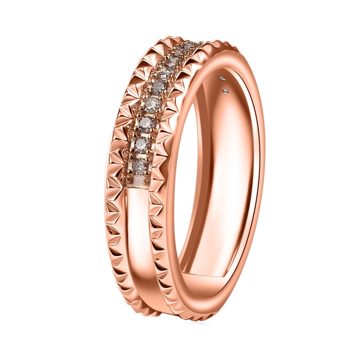 D'Joy Natural Champagne Diamond Ring in 18K Vermeil RG Over Sterling Silver (Size 9.0) 0.15 ctw image number 3