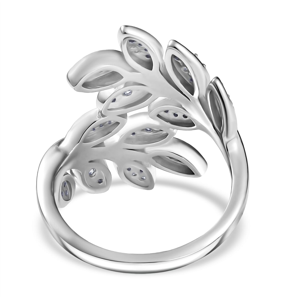Luxuriant Lab Grown Diamond G-H SI 0.50 ctw Leaves Ring in Rhodium Over Sterling Silver (Size 9.0)  image number 4