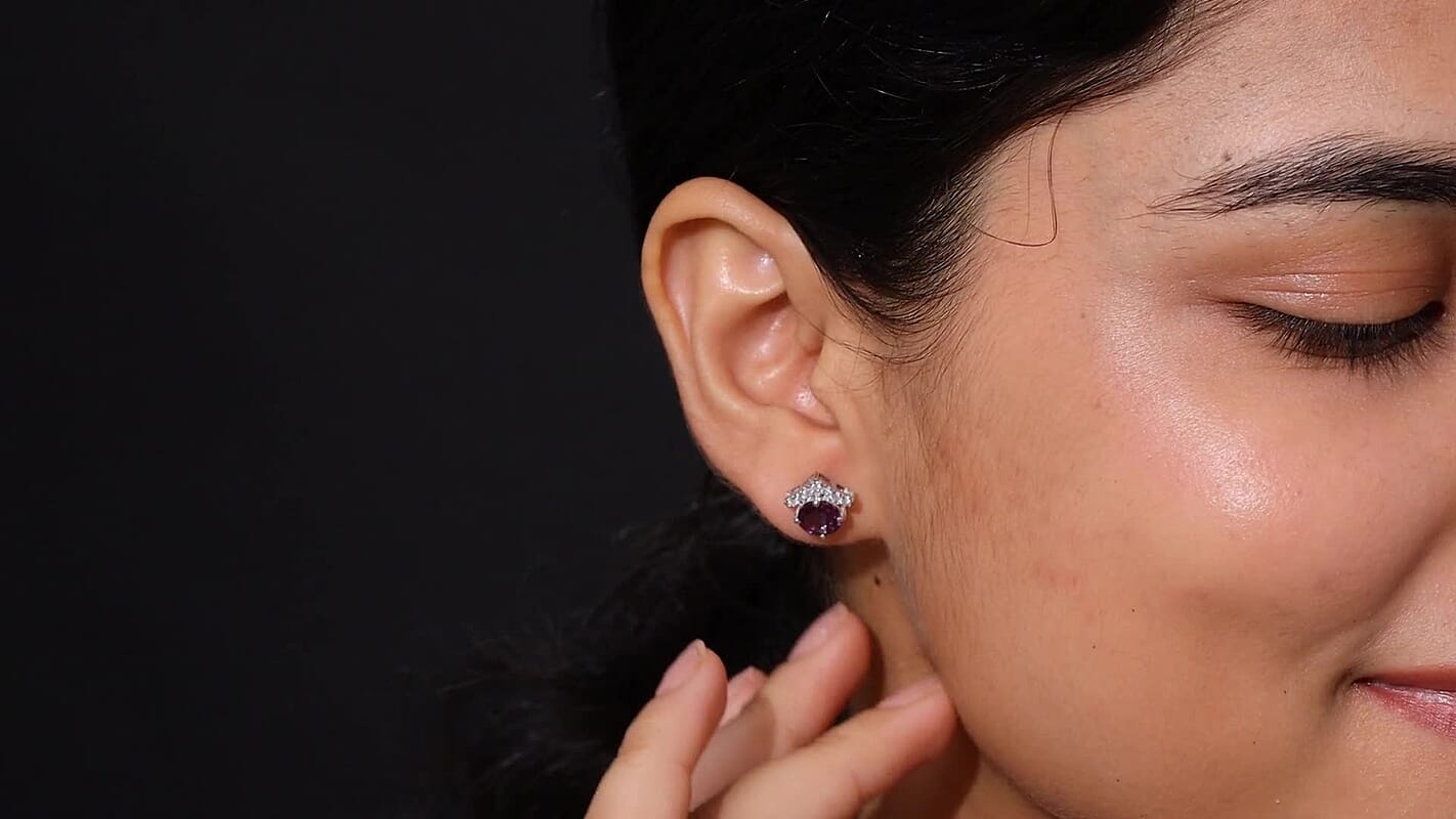 Certified & Appraised AAA Luxuriant Lab Grown Color Change Sapphire and G-H SI Lab Grown Diamond 3.54 ctw Earrings in 10K White Gold