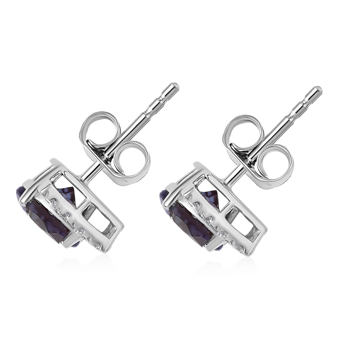 Certified & Appraised AAA Luxuriant Lab Grown Color Change Sapphire and G-H SI Lab Grown Diamond 3.54 ctw Earrings in 10K White Gold image number 4