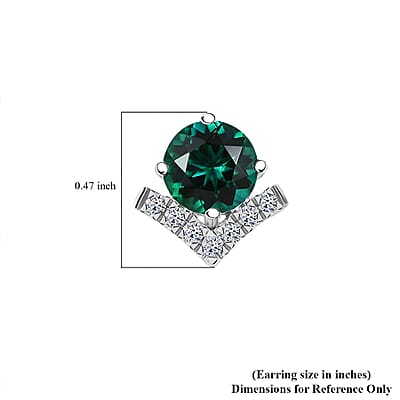 AAA Luxuriant Lab Grown Emerald and G-H SI Lab Grown Diamond 2.46 ctw Earrings in 10K White Gold