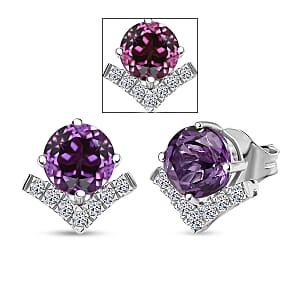 AAA Luxuriant Lab Grown Purple Sapphire and G-H SI Lab Grown Diamond 4.22 ctw Earrings in 10K White Gold 