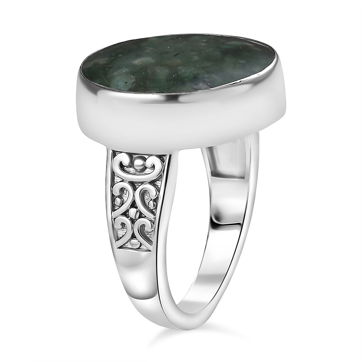 Emerald Matrix 9.45 ctw Fancy Ring in Goldtone (Size 8)