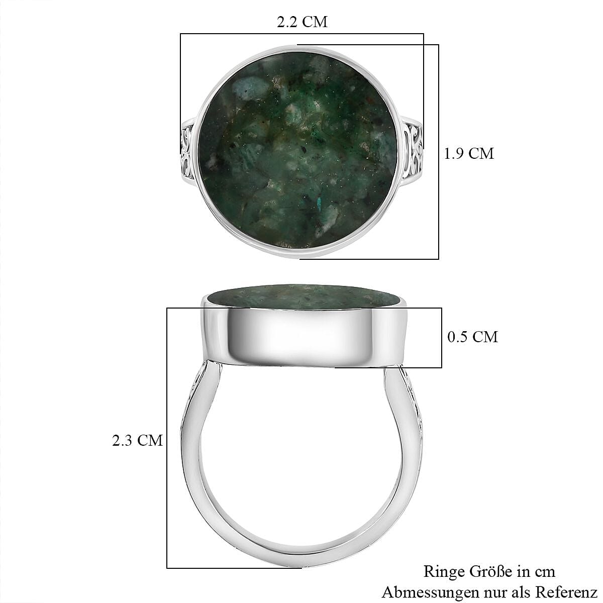 Emerald Matrix 9.45 ctw Fancy Ring in Goldtone (Size 8)