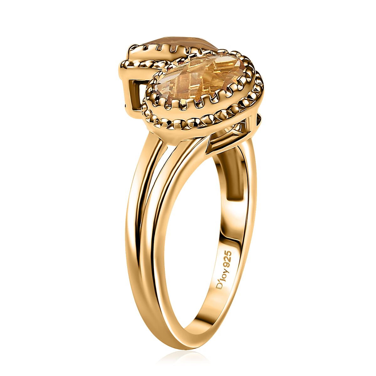 D'Joy Premium Brazilian Citrine 2.50 ctw Bypass Ring in 18K Vermeil Yellow Gold Over Sterling Silver (Size 9.0) 