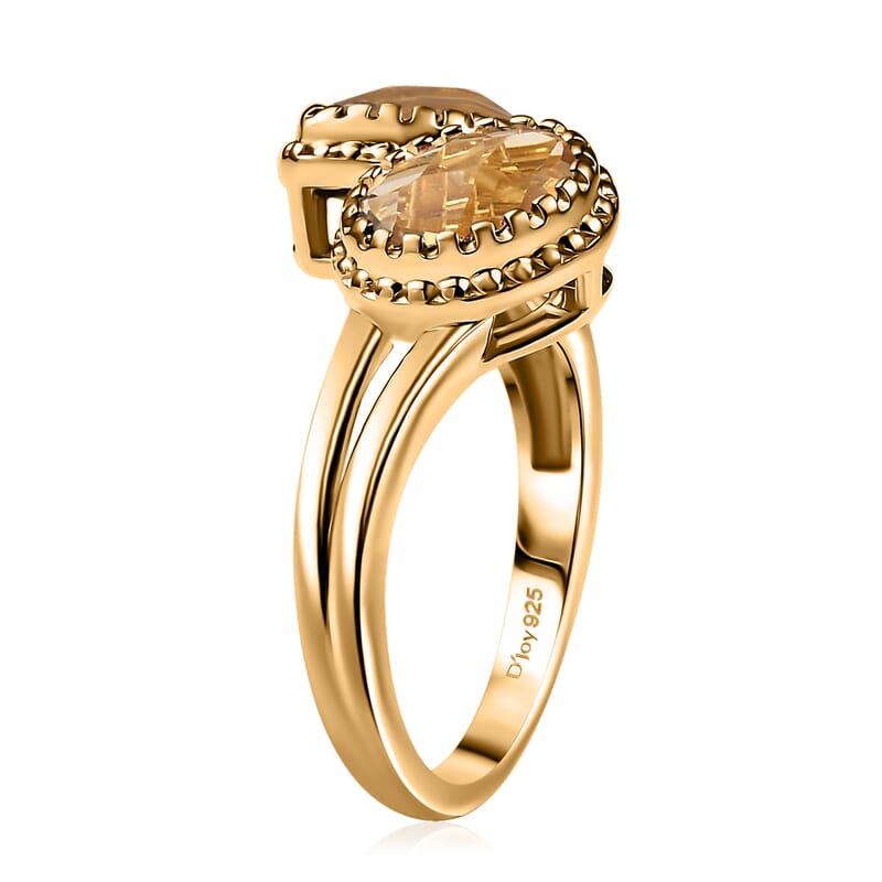 D'Joy Premium Brazilian Citrine 2.50 ctw Bypass Ring in 18K Vermeil Yellow Gold Over Sterling Silver (Size 9.0) 