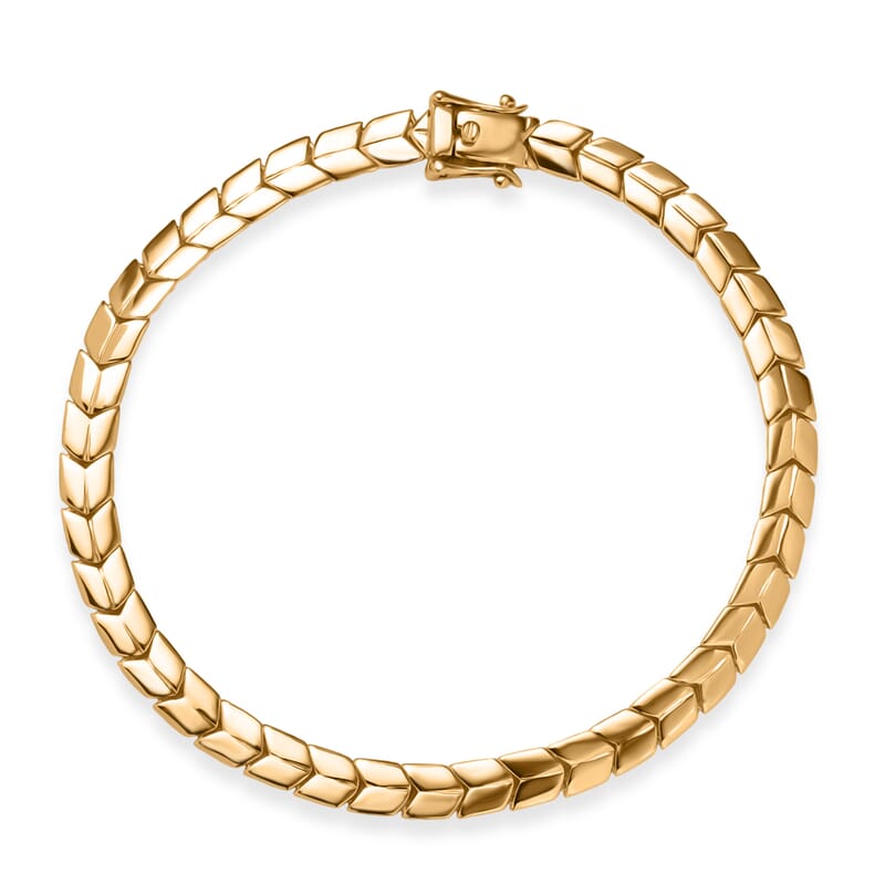 Luxoro Chevron Link Bracelet in 10K Yellow Gold (7.25 In) 7.15 Grams