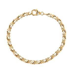 Luxoro Infinity with Heart Link Bracelet in 10K Yellow Gold (6.50 In) 4.65 Grams