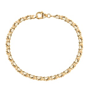 Luxoro Infinity with Heart Link Bracelet in 10K Yellow Gold (7.25 In) 5.15 Grams