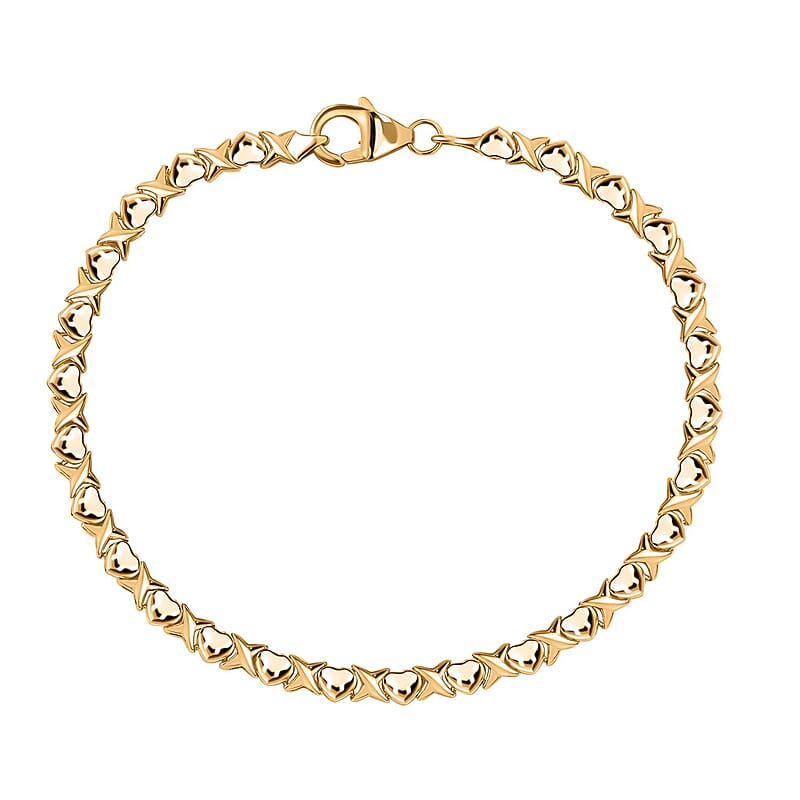 Luxoro Infinity with Heart Link Bracelet in 10K Yellow Gold (7.25 In) 5.15 Grams