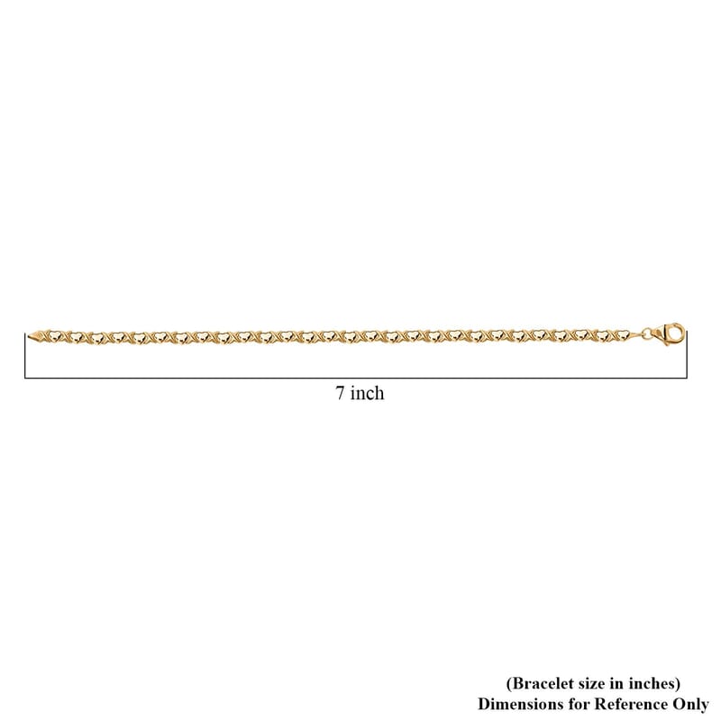 Luxoro Infinity with Heart Link Bracelet in 10K Yellow Gold (7.25 In) 5.15 Grams