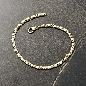 Luxoro 10K Yellow Gold Infinity with Heart Link Bracelet (8.00 In) 5.70 Grams
