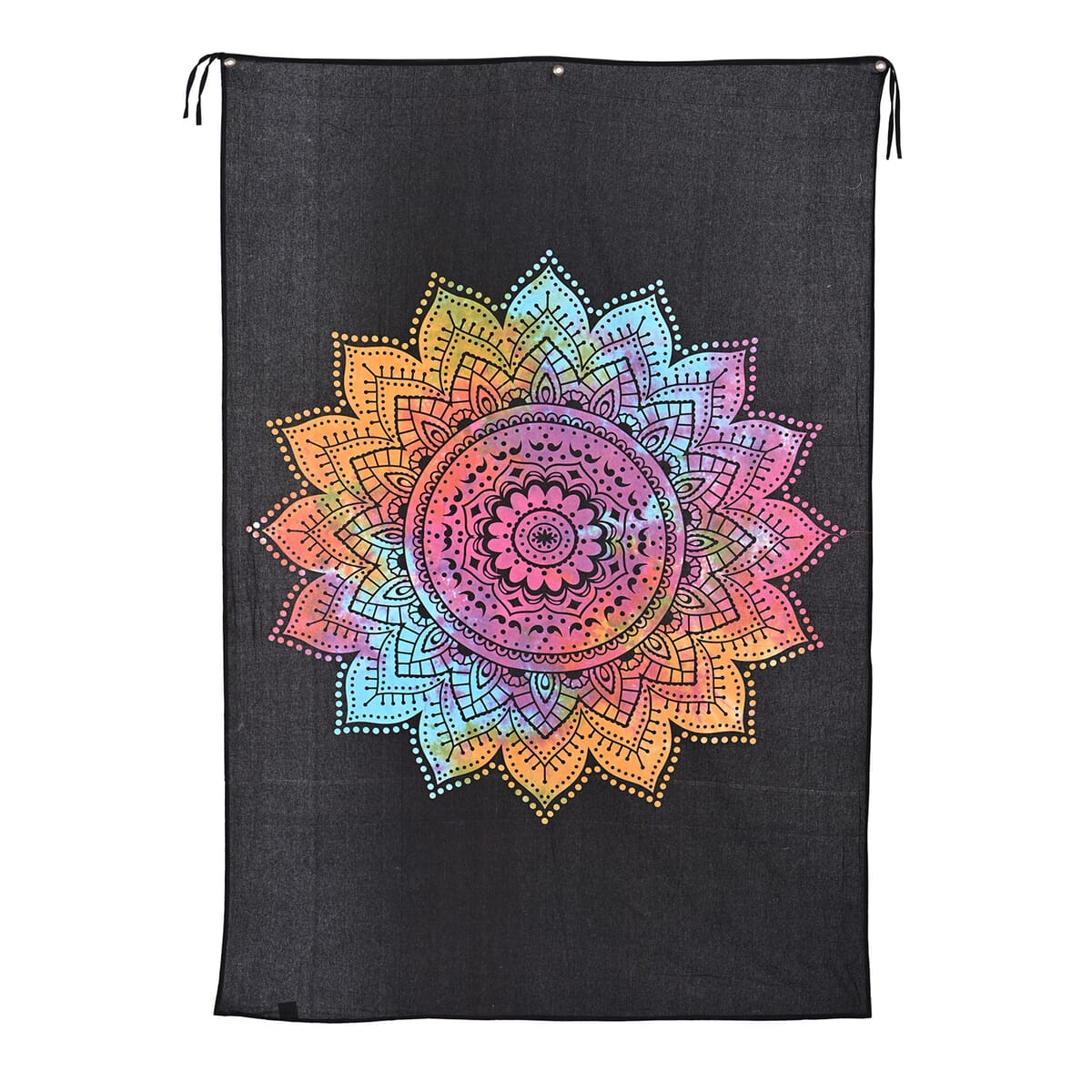 Multi Color Cotton Mandala Chakra Screen Printed Tie Dye Tapestry Wall Hanging image number 0