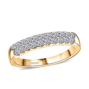 Luxuriant Lab Grown Diamond G-H SI 0.50 ctw Band Ring in 18K Vermeil Yellow Gold Over Sterling Silver (Size 8.0)