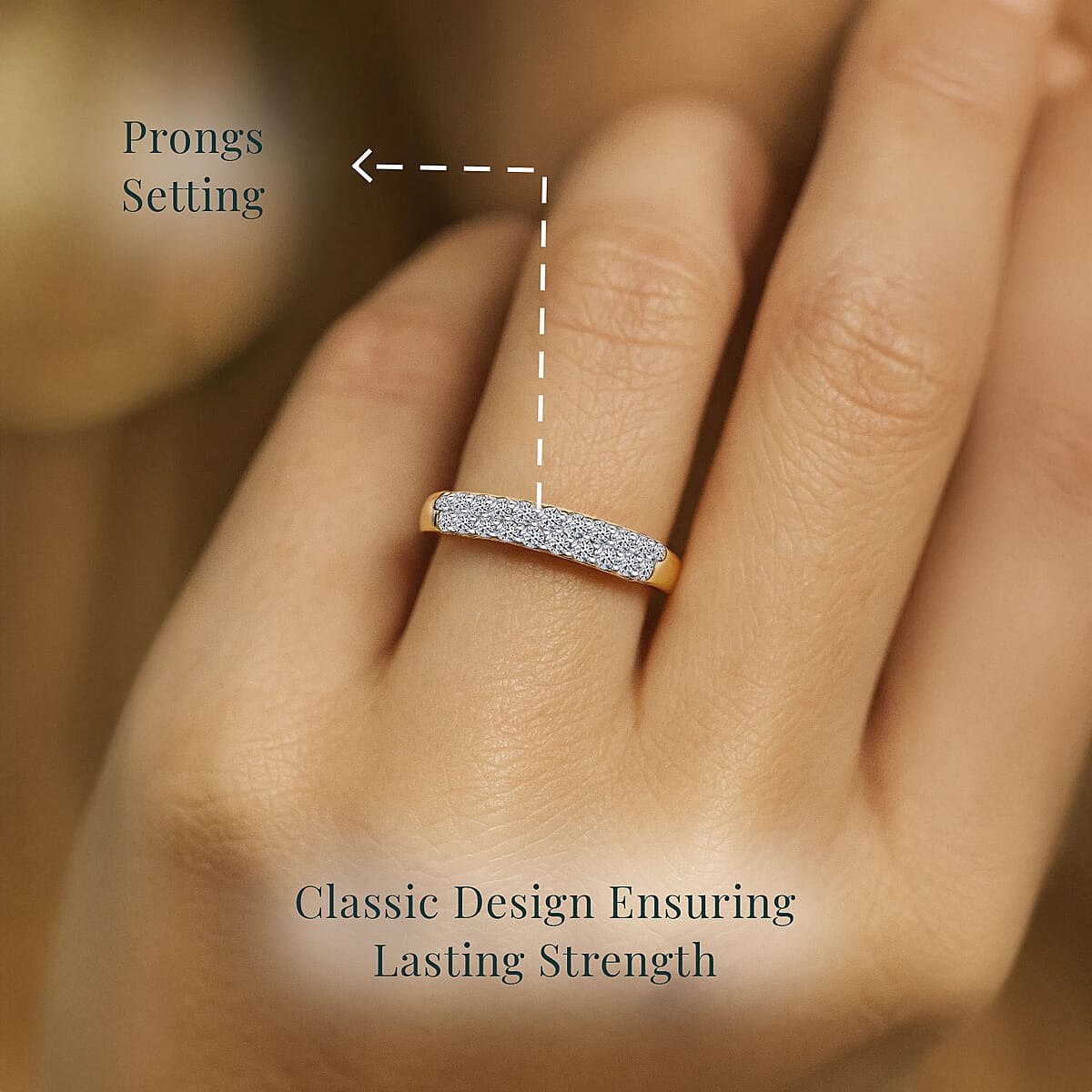 Luxuriant Lab Grown Diamond G-H SI 0.50 ctw Band Ring in 18K Vermeil Yellow Gold Over Sterling Silver (Size 8.0) image number 5