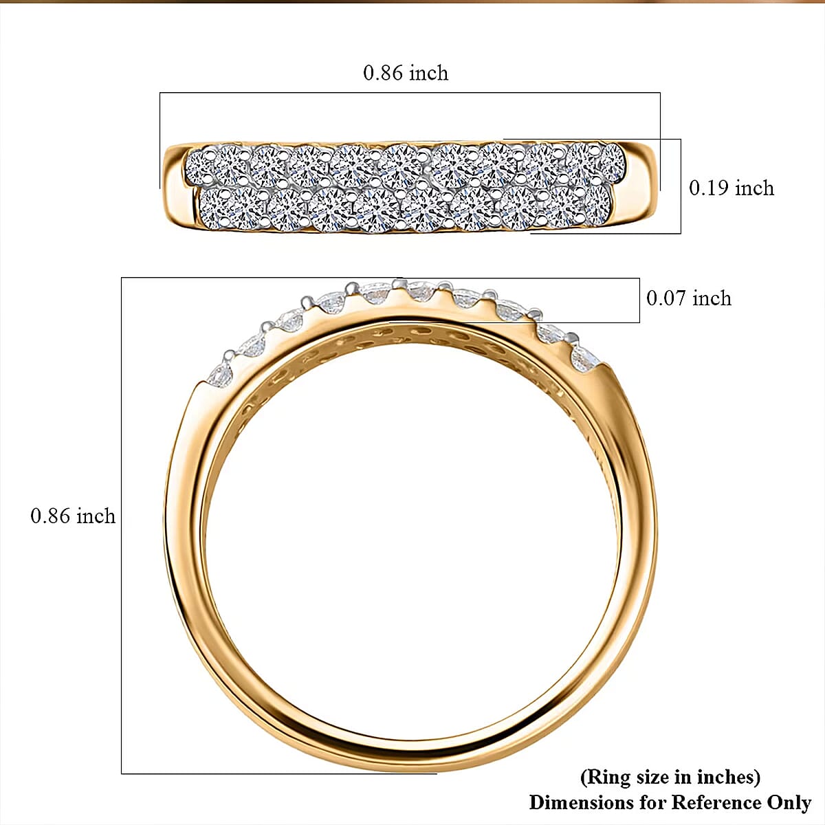 Luxuriant Lab Grown Diamond G-H SI 0.50 ctw Band Ring in 18K Vermeil Yellow Gold Over Sterling Silver (Size 8.0) image number 6
