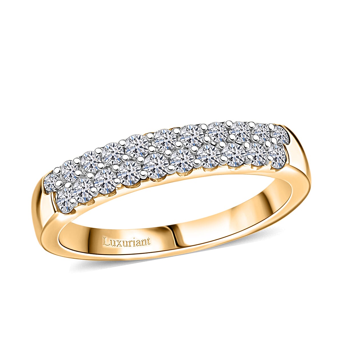 Luxuriant Lab Grown Diamond G-H SI 0.50 ctw Band Ring in 18K Vermeil Yellow Gold Over Sterling Silver (Size 9.0) image number 0