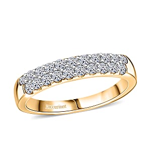 Luxuriant Lab Grown Diamond G-H SI 0.50 ctw Band Ring in 18K Vermeil Yellow Gold Over Sterling Silver (Size 9.0)