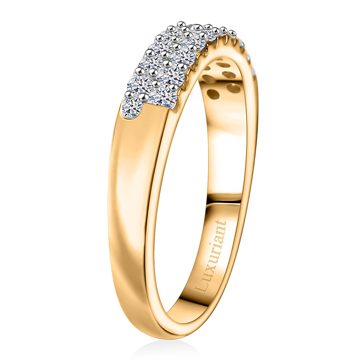 Luxuriant Lab Grown Diamond G-H SI 0.50 ctw Band Ring in 18K Vermeil Yellow Gold Over Sterling Silver (Size 9.0) image number 3