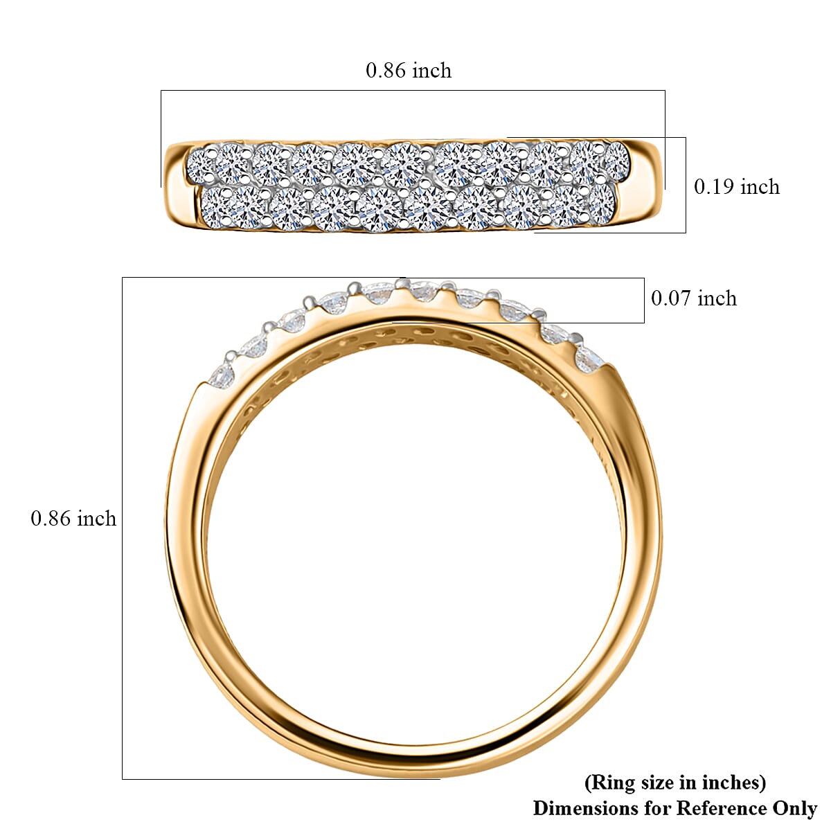 Luxuriant Lab Grown Diamond G-H SI 0.50 ctw Band Ring in 18K Vermeil Yellow Gold Over Sterling Silver (Size 9.0) image number 5