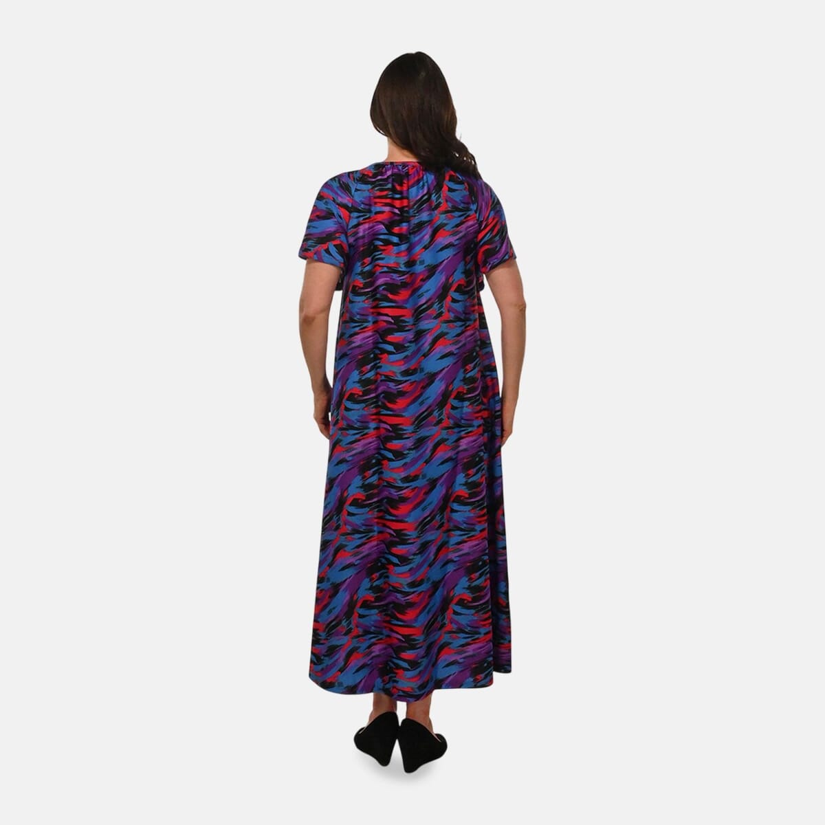 Easy Essentials Blue Art Knit Zip Front Lounge Dress - 1X image number 1