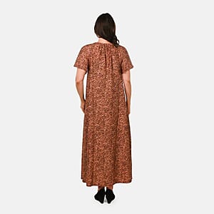 Easy Essentials Rose Animal Knit Zip Front Lounge Dress - M