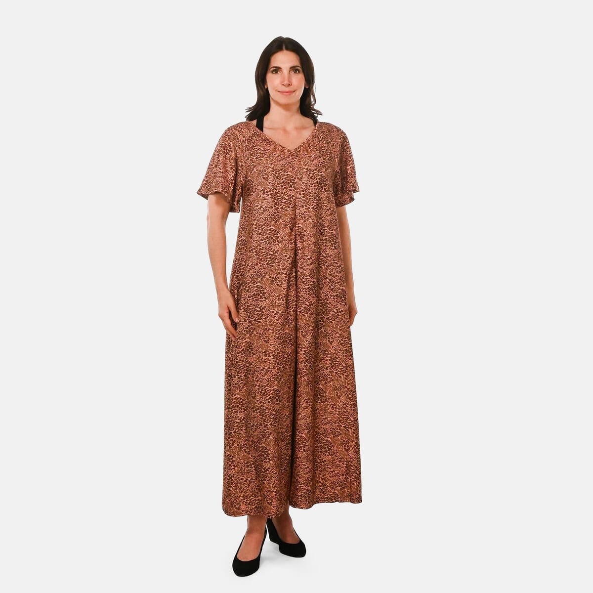 Easy Essentials Rose Animal Knit Zip Front Lounge Dress - 2X image number 0