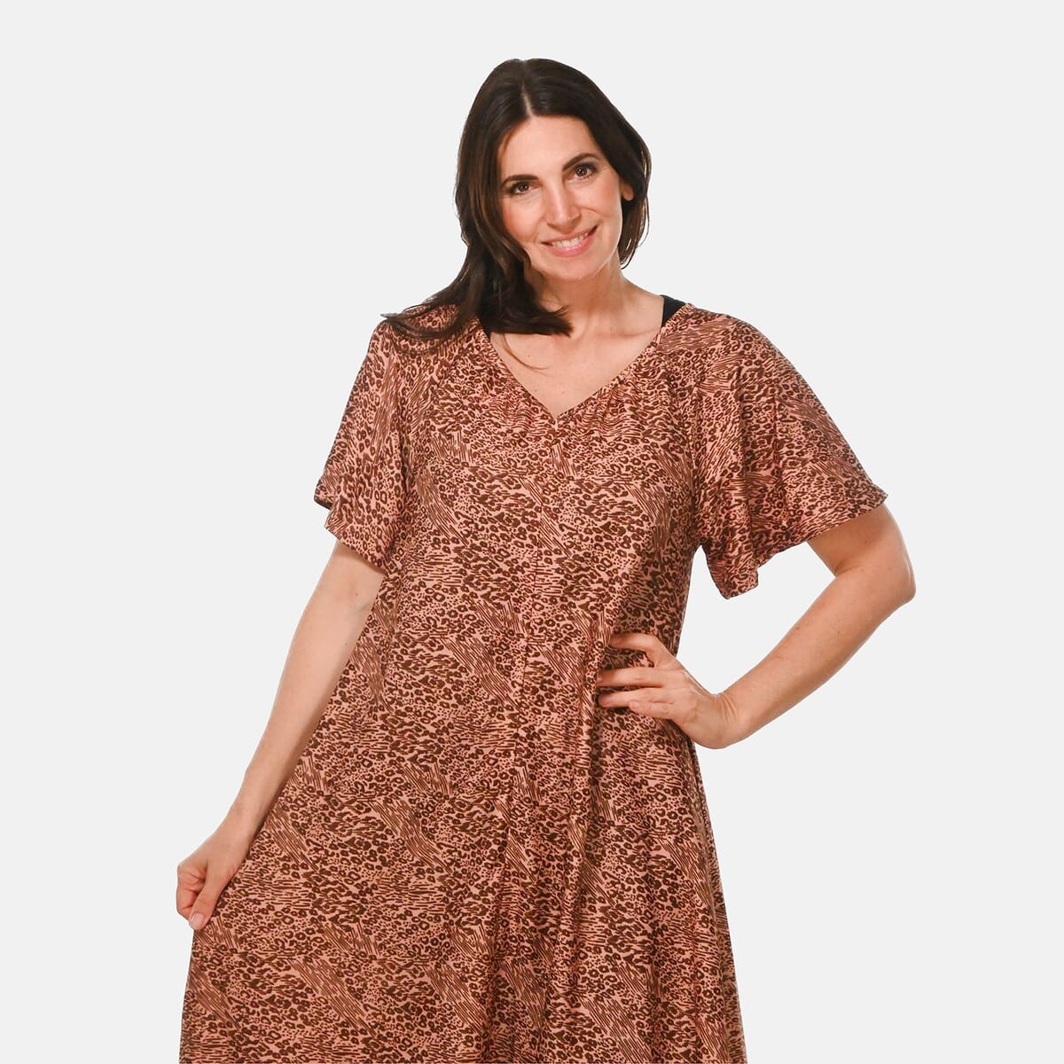 Easy Essentials Rose Animal Knit Zip Front Lounge Dress - 2X image number 4