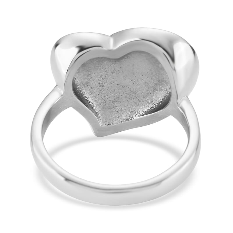 Thai Black Spinel 0.80 ctw Heart Ring in Stainless Steel (Size 10.0)