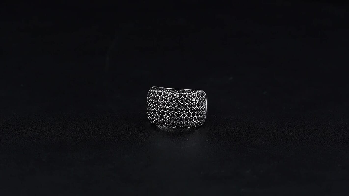 Thai Black Spinel 1.00 ctw Dome Ring in Stainless Steel (Size 10.0)