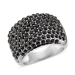 Thai Black Spinel 1.00 ctw Dome Ring in Stainless Steel (Size 8.0)