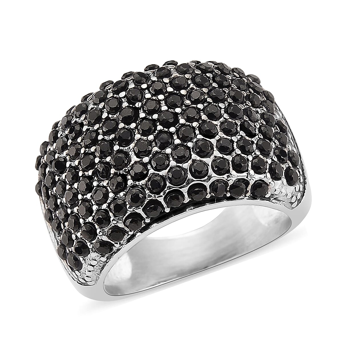 Thai Black Spinel 1.00 ctw Dome Ring in Stainless Steel (Size 9.0) image number 0