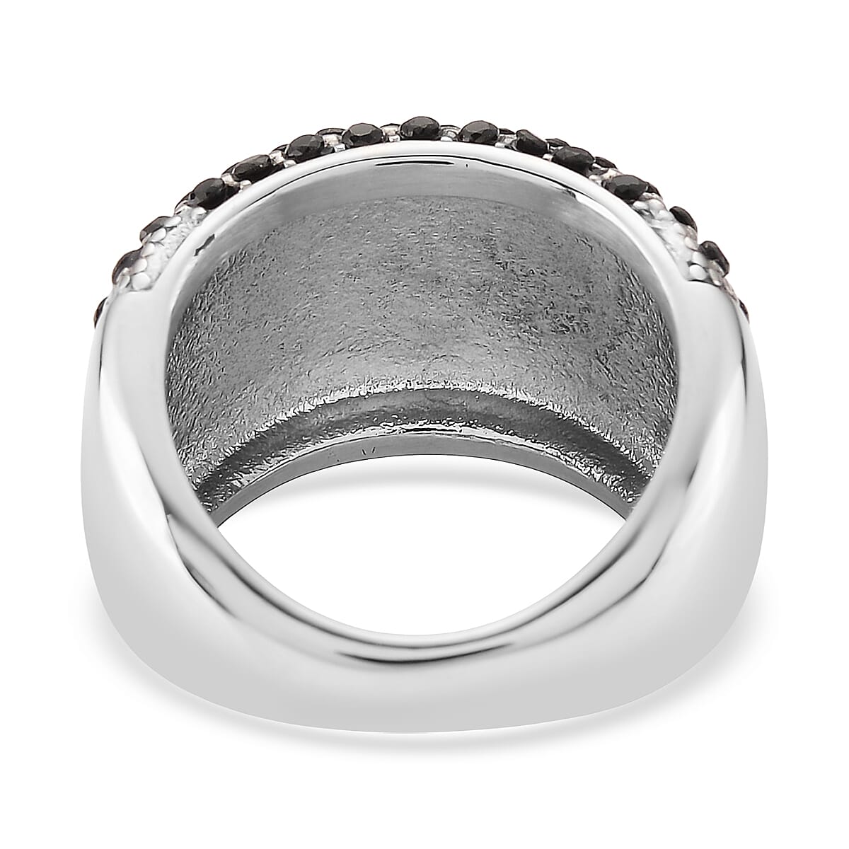 Thai Black Spinel 1.00 ctw Dome Ring in Stainless Steel (Size 9.0) image number 3
