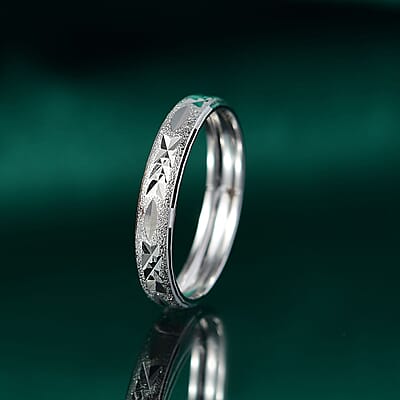 950 Platinum Diamond-cut Textured Band Ring (Size 10.0) (3.50 g)