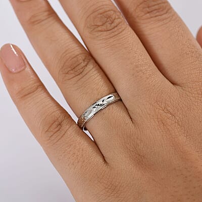 950 Platinum Diamond-cut Textured Band Ring (Size 10.0) (3.50 g)