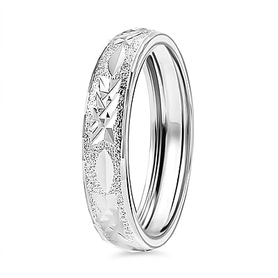 950 Platinum Diamond-cut Textured Band Ring (Size 10.0) (3.50 g)