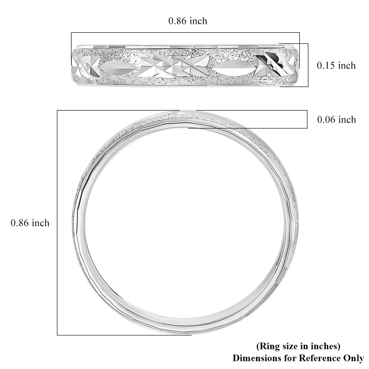 950 Platinum Diamond-cut Textured Band Ring (Size 10.0) (3.50 g) image number 5