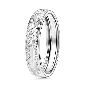 950 Platinum Diamond-cut Textured Band Ring (Size 7.0) (3.50 g)