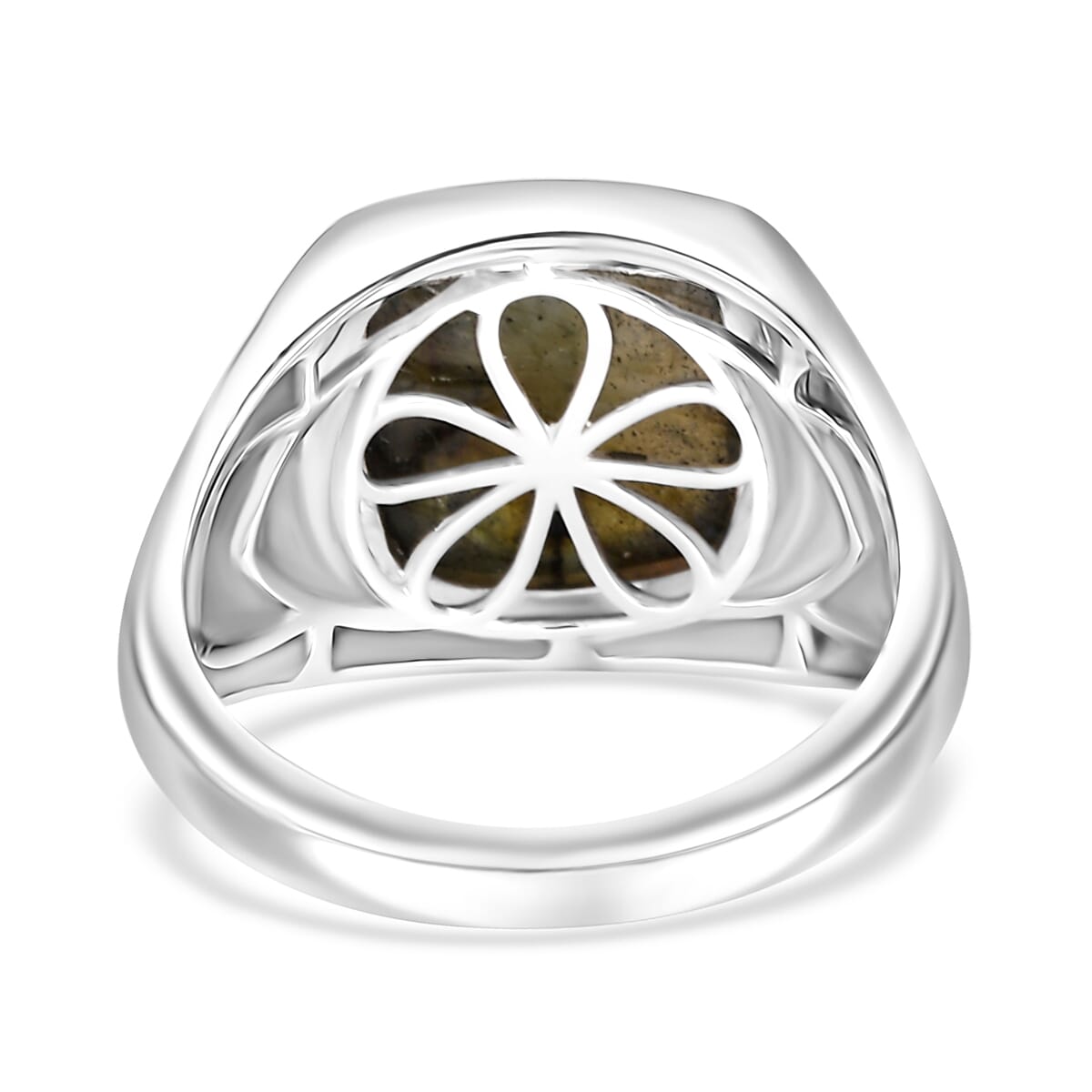 D'Joy Malagasy Labradorite 8.60 ctw Men's Ring in Rhodium Over Sterling Silver (Size 10.0) image number 4