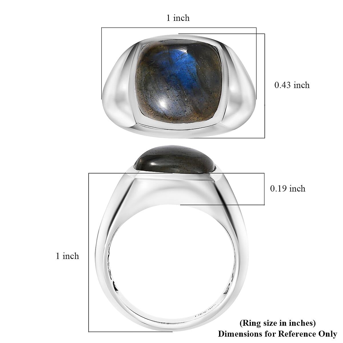 D'Joy Malagasy Labradorite 8.60 ctw Men's Ring in Rhodium Over Sterling Silver (Size 10.0)