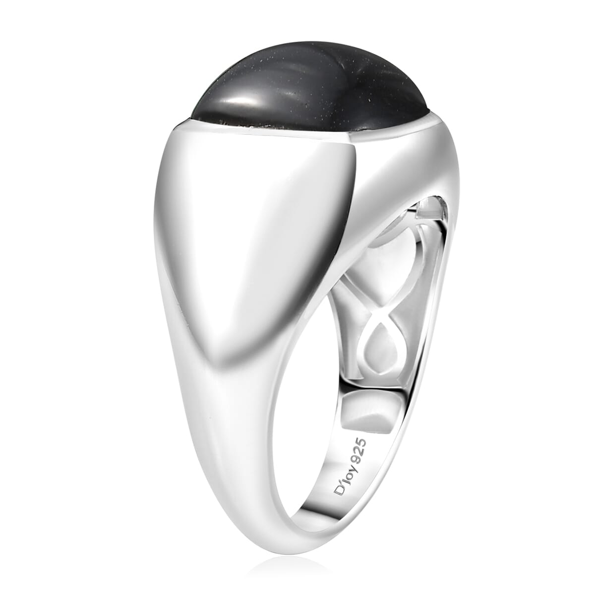 D'Joy Thai Black Spinel 11.90 ctw Men's Ring in Rhodium Over Sterling Silver (Size 10.0) image number 3
