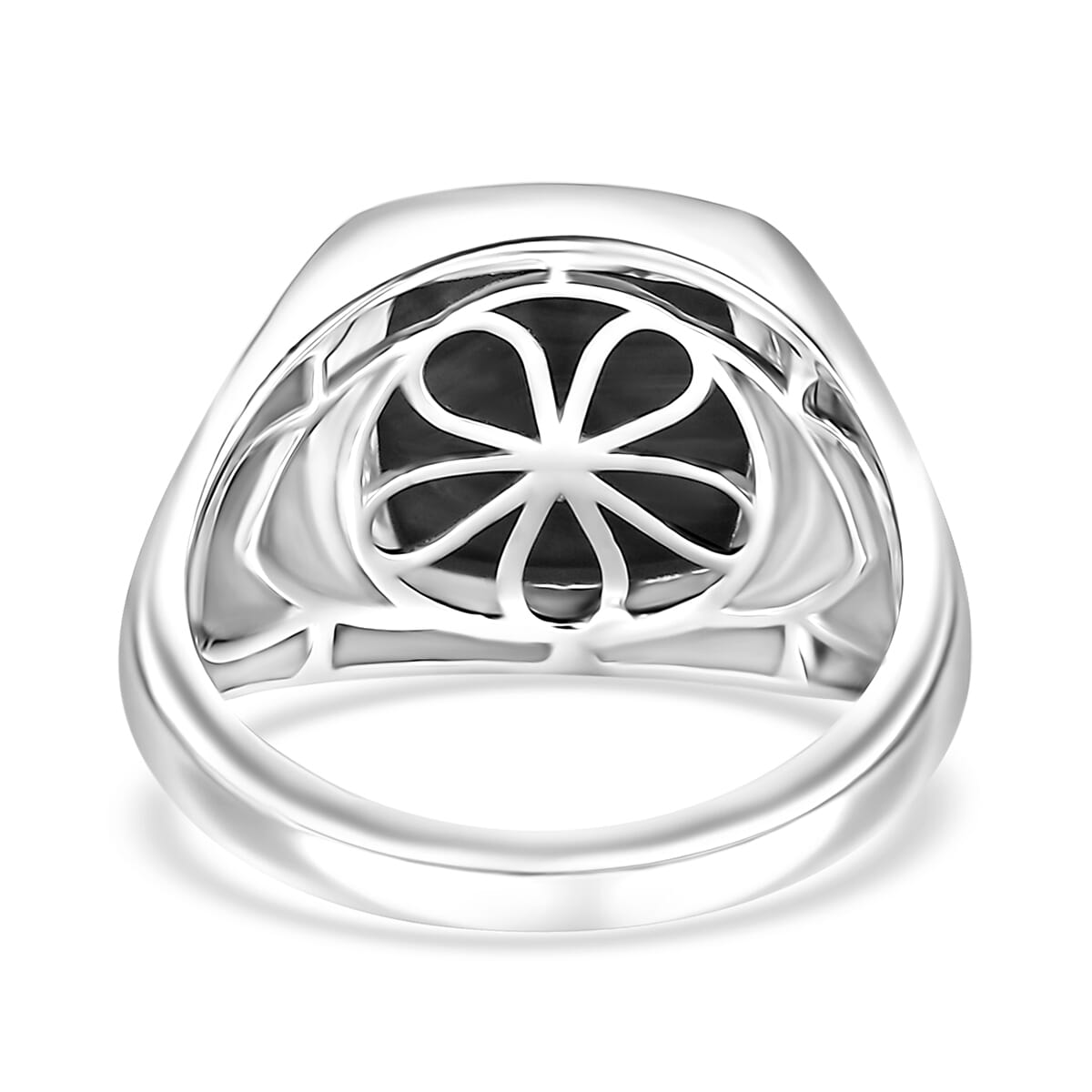 D'Joy Thai Black Spinel 11.90 ctw Men's Ring in Rhodium Over Sterling Silver (Size 10.0) image number 4