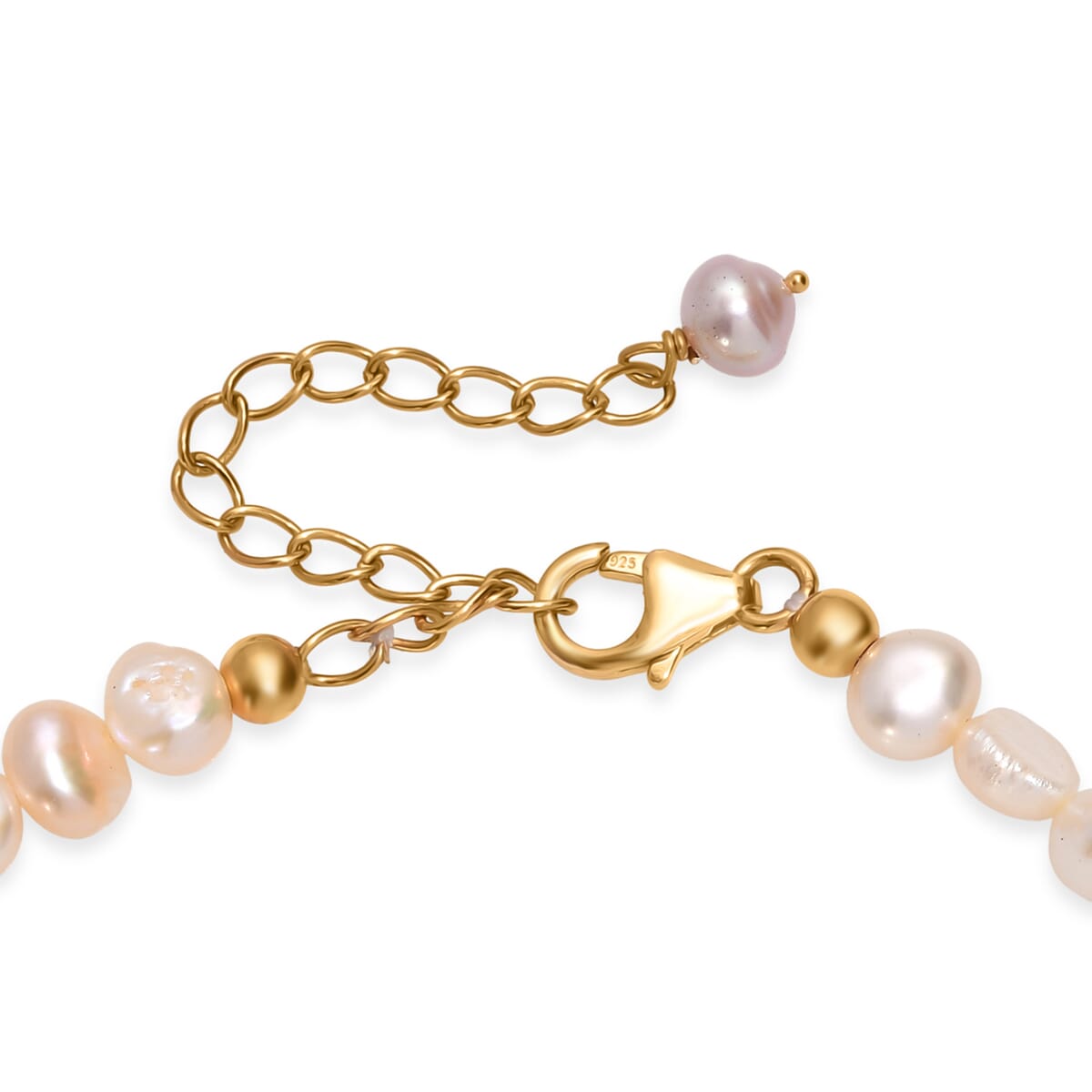 Peach Fresh Water Pearl Sun-Drenched Bracelet in 18K Vermeil Yellow Gold Over Sterling Silver (7.25-9.25In) image number 3